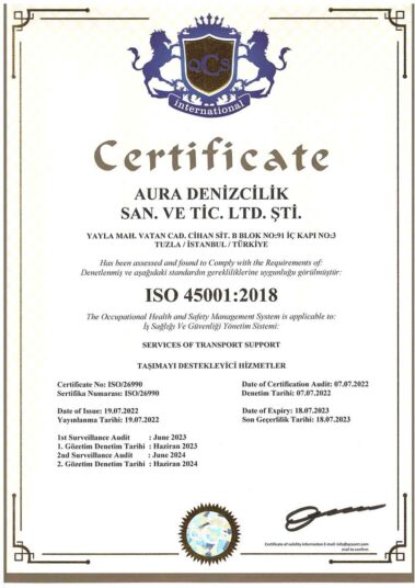 AuraDenizcilik ISO-45001:2018