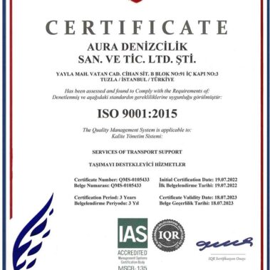 AuraDenizcilik ISO-9001:2015