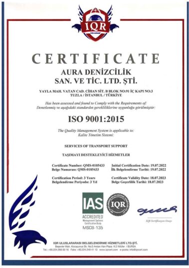 AuraDenizcilik ISO-9001:2015